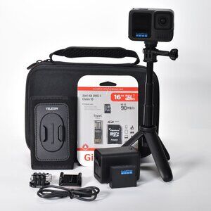 GoPro HERO13 Action Cam Kit Black 3 Batteries Mounts Case New SD Card MINT